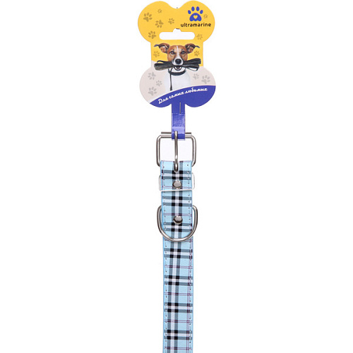 Ошейник для собак 2,557см Шотландская клетка цвет голубой Ultramarine_3