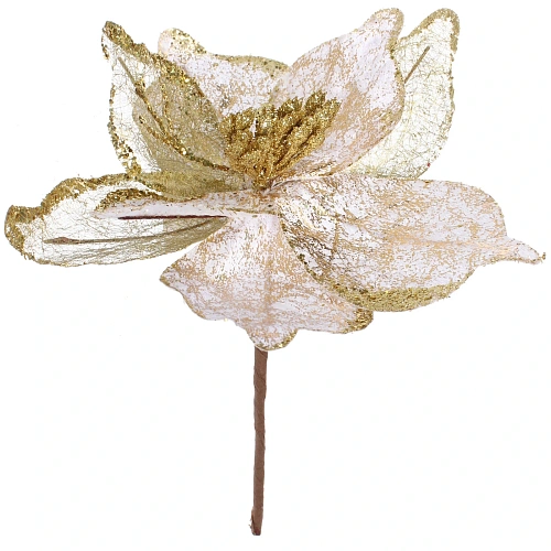 Украшение новогоднее Пуансеттия - Принцесса 20 см, Золото_3