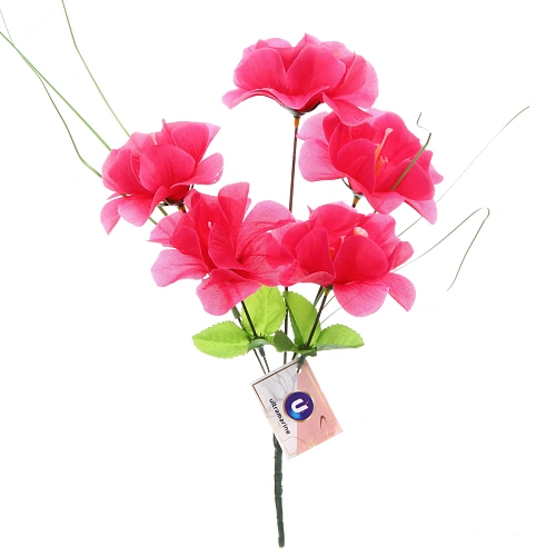 Цветы искусственные 30см Цветочная фантазия 5 цветков розовые_3