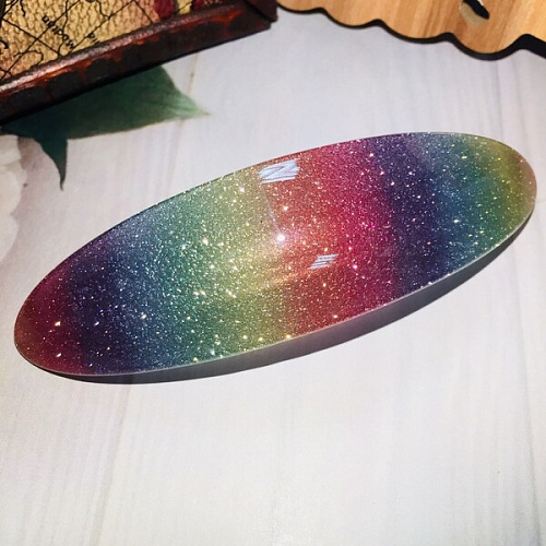 Заколка автомат Lady Collection - Сияние, овал, 6 цветов, 92,5см (Кокетка)_12