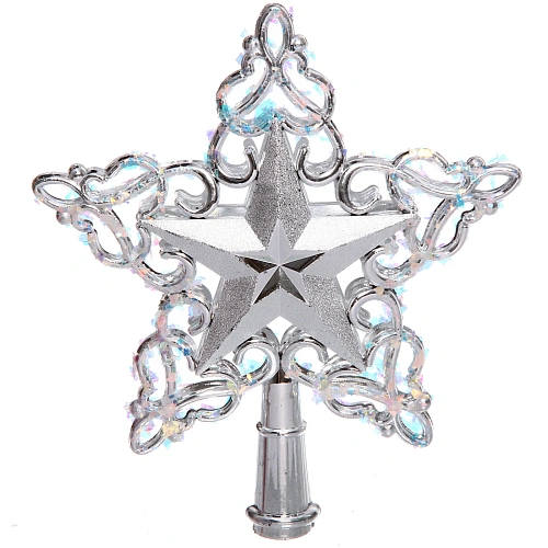 Звезда на ёлку Снежная звезда 15 см, Серебро_6