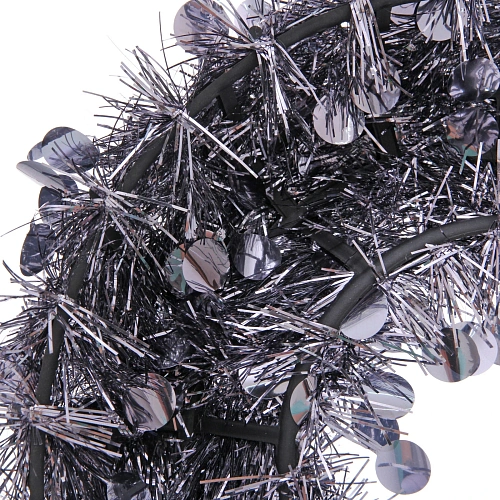 Венок декоративный TINSEL Изящный блеск 38 см, Графит_4
