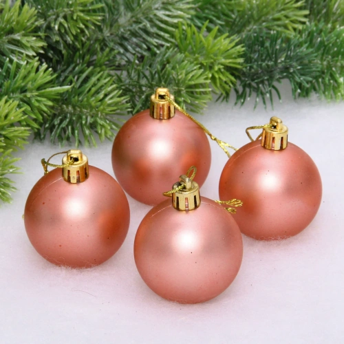 Новогодние шары 5 см (набор 4 шт) "Матовый", розовое золото