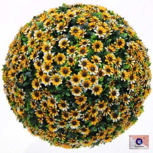 Искусственное растение шар "Самшит" цветы оранжевые D-45см Ultramarine