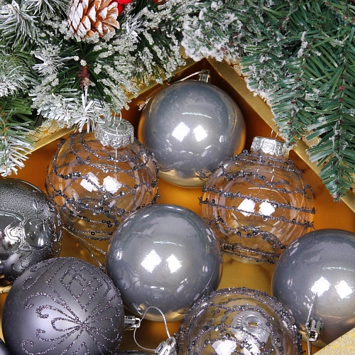 Новогодние шары Волшебство ночи 8 см (набор 12 шт), Графит_6