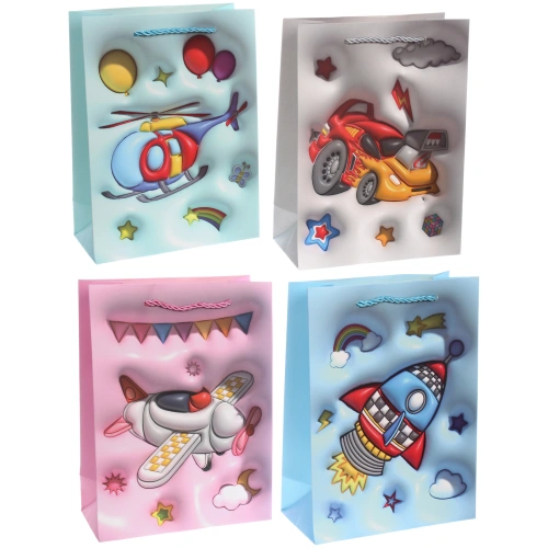 Пакет подарочный "Самолет" 18*24*8.50 см, микс