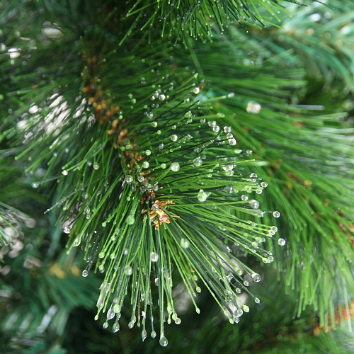 Елка светодиодная Лесная метель 150 см, ПВХ+леска (шишки и напыление), 407 веток, 140 ламп LED, Теплый белый_13