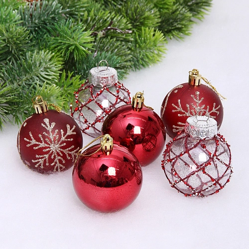 Набор шаров "Очарование" 6 см (в наборе 6 шт), Рубин