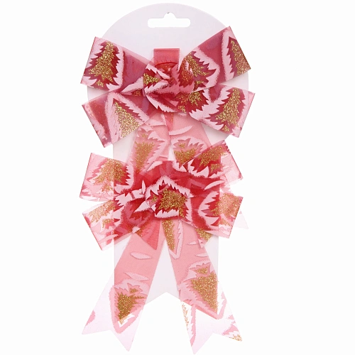 Бант на ёлку Очарование 1418 см (набор 2 шт), Красный_2