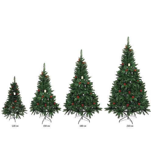 Ёлка Лесное утро 180 см, ПВХ с шишками и ягодами (688 веток)_5