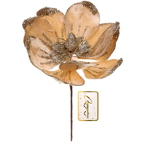 Украшение новогоднее Пуансеттия - Пастель 20 см, Шампань_4