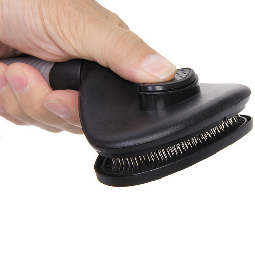 Расческа - пуходерка с кнопкой самоочистки ПРЕМИУМ - МОЙ БРО, прорезиненная ручка, цвет серыйчерный, 113195см _6