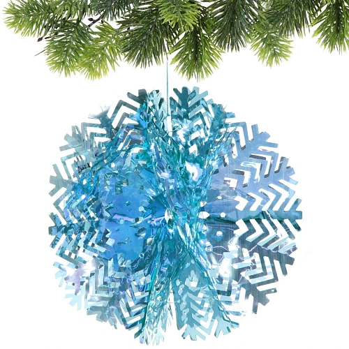 Украшение фольгированное Снежный шар d-30 см, Голубой_4