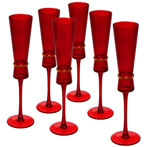 Бокал для шампанского 180мл "VIVALDI" в наборе 6шт, красный
