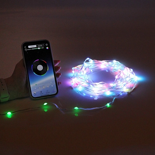 Гирлянда для дома НИТЬ-SMART 10 м 100 ламп LED, прозрачнпров, более 200 реж, управление с телефона, IP-40, RGB (USB)_9