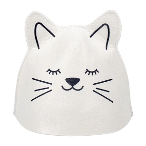 Шапка банная детская классическая «Котёнок», цвет белый