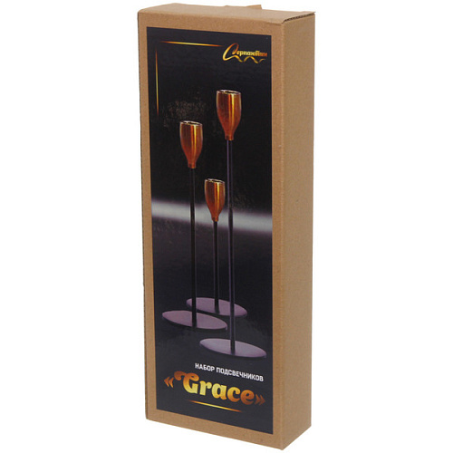Подсвечники GRACE 22 2732 см (набор 3 шт), Черный_4