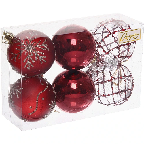 Набор шаров Очарование 6 см (в наборе 6 шт), Рубин_2