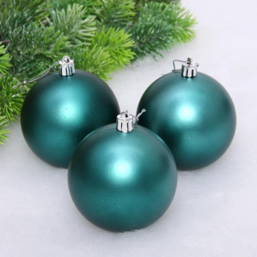 Новогодние шары 8 см (набор 3 шт) "Матовый", темный нефрит