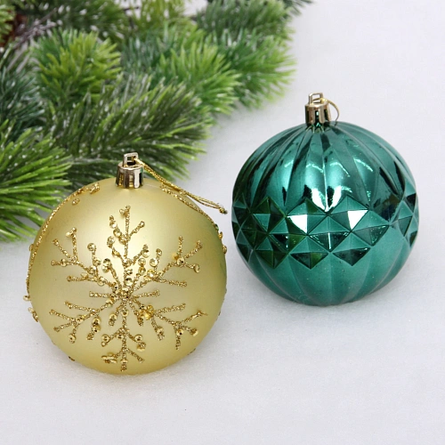 Новогодние шары Волшебный бал 8 см (набор 6 шт), ИзумрудЗолото_7