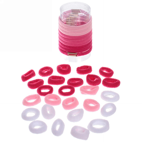 Резинки для волос в тубе 28шт Кокетка - Зефирки, цвет розовый_5