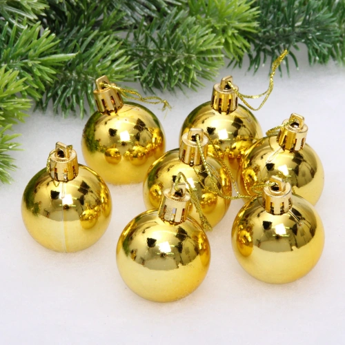 Новогодние шары 4 см (набор 24 шт) "Глянец", золото
