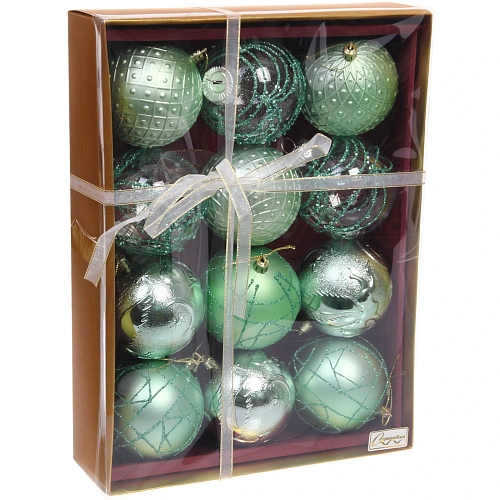 Новогодние шары Зимняя нежность 8 см (набор 12 шт), Мятный_7