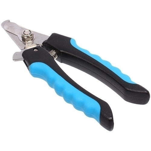 Когтерез для животных ЗООУЛЬТРА, пружинный механизм, ручки прорезиненные - волна, цвет чёрный  голубой, 16см_13