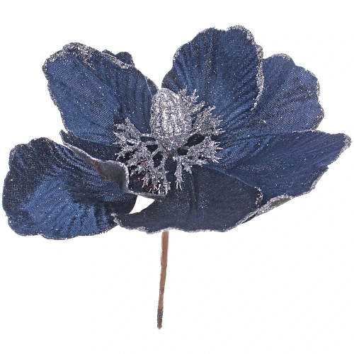 Украшение новогоднее Пуансеттия - Волшебство 20 см, Сапфир_3