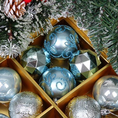 Новогодние шары Зимняя вечеринка 6 см (набор 16 шт), Голубой_6