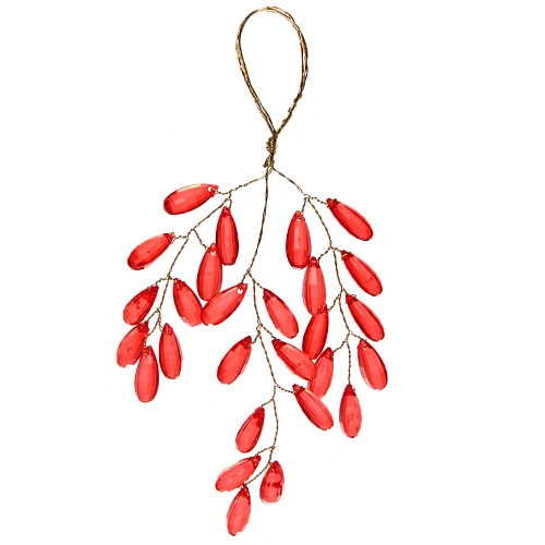 Ветка декоративная Волшебство ночи 20 см, Красный_2