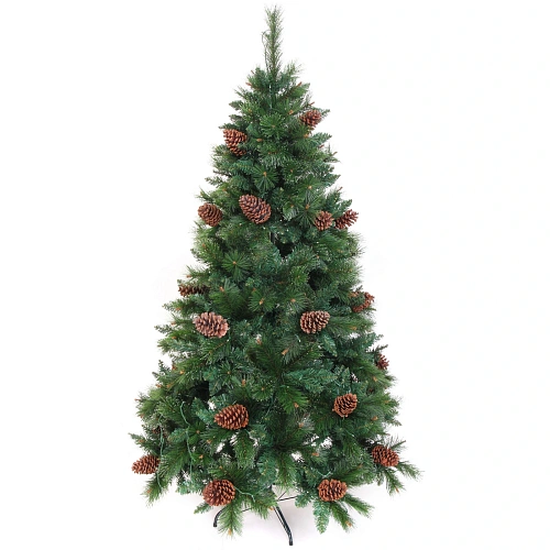 Елка светодиодная Лесная метель 180 см, ПВХ+леска (шишки и напыление), 671 ветка, 190 ламп LED, Теплый белый_3