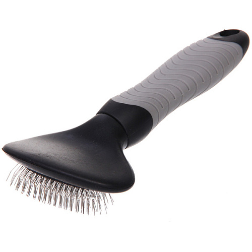 Расческа - пуходёрка для животных ПРЕМИУМ - МОЙ БРО, прорезиненная ручка, цвет серыйчерный, 8,517,5см _4