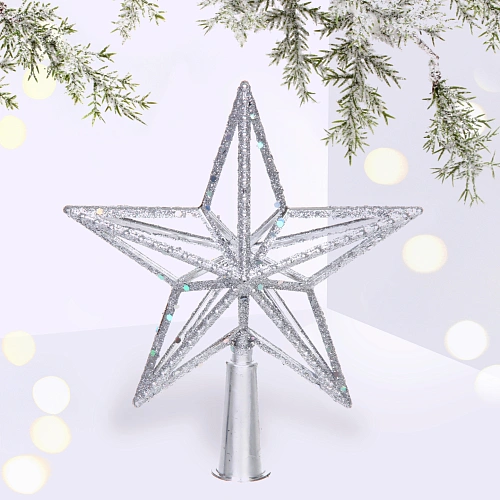 Звезда на елку "Кремлевское сияние" 15*18 см, Серебро