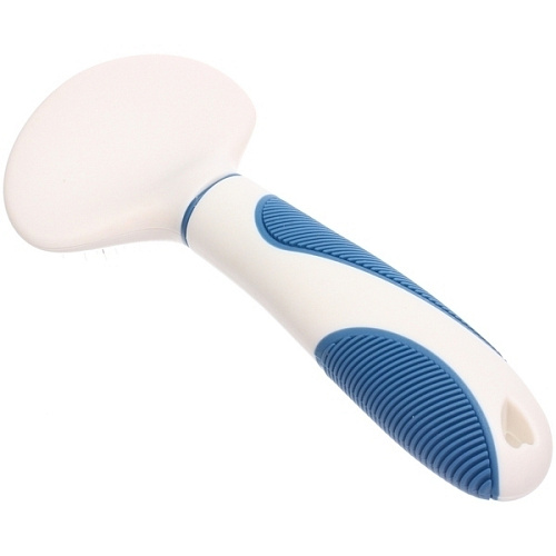 Расческа - пуходёрка для животных ЛАПУСИКИ, коллекция БРО, прорезиненная ручка, цвет белыйголубой, 85175см (блистер)_5