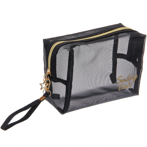 Косметичка прямоугольная "ЭЙФОРИЯ", цвет черный, 18*7*14см