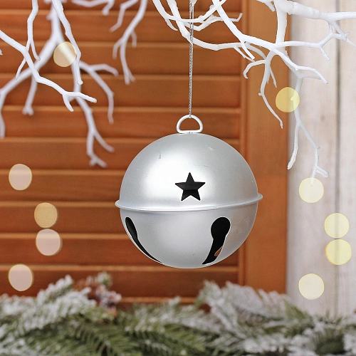 Новогодний шар Бубенчик 85 см, Серебро_2