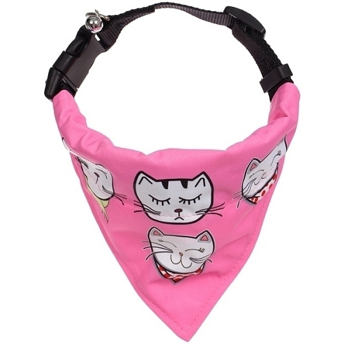 Ошейник с банданой и колокольчиком для кошек и собак мелких пород Стильный БРО, цвет розовый, рL2315,5(лейбл)_3