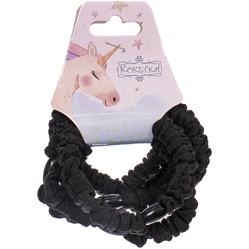 Резинки для волос в наборе, 5шт "МЕЛЛИСА", цвет цвет черный, d-5,5см (Подвес Единорог)