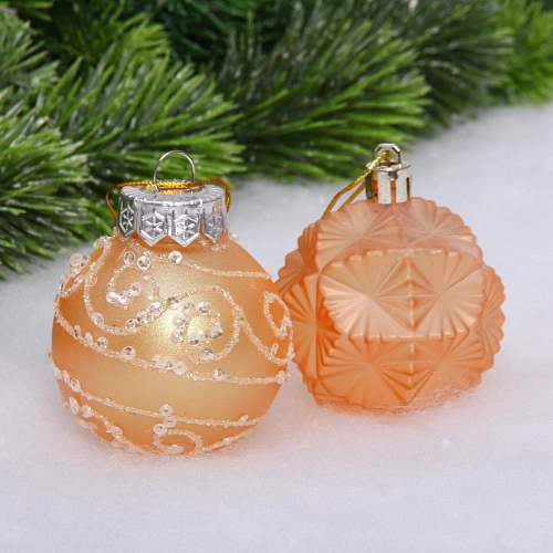 Набор шаров 6 см Зима - искусница (в наборе 12 шт), Янтарь_4