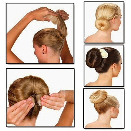 Заколка-валик для создания пучка на кнопке, цвет белый (лейбл Стиль в деталях)_9