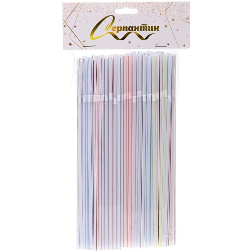 Трубочка для коктейля Веселая полоска 5210 мм (в наборе 100 шт), микс_5