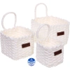 Корзинки интерьерные для хранения 3шт в наборе с петелькой "ЭЛЛОРИЯ", цвет белый, 12*11/15*14/16*17см (лейбл)
