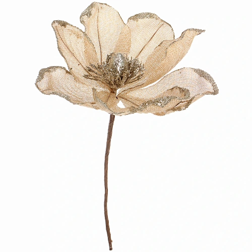 Украшение новогоднее Пуансеттия - Сказочный вечер 20 см, Шампань_3