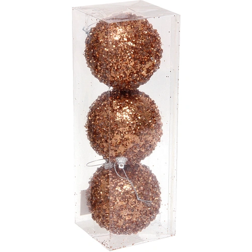 Новогодние шары GLAME - Искра 8 см (набор 3 шт), Розовое золото_3