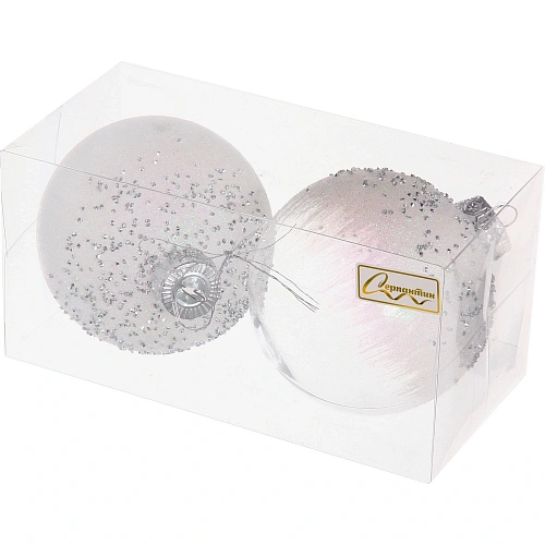 Набор шаров Сказочная полночь 10 см (в наборе 2 шт), Белый_5