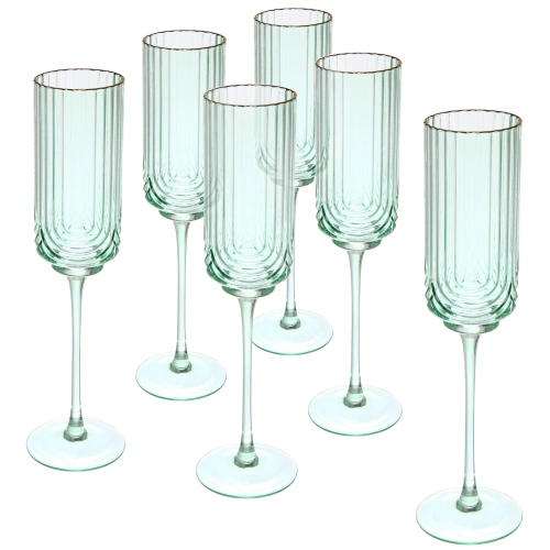 Бокал для шампанского 210мл "Enjoy Life" в наборе 6шт, цвет зеленый