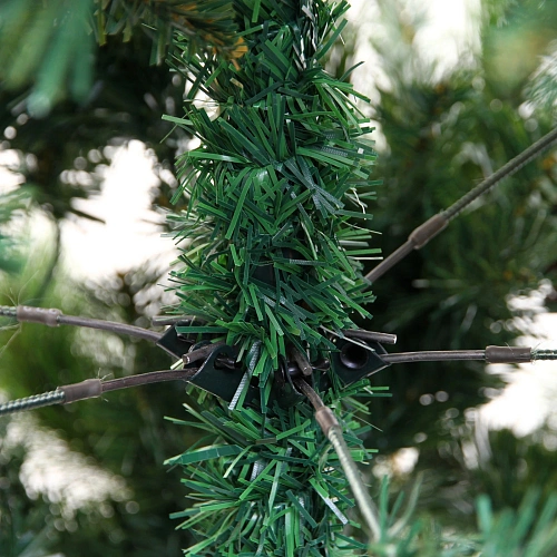 Елка светодиодная Лесная метель 180 см, ПВХ+леска (шишки и напыление), 671 ветка, 190 ламп LED, Теплый белый_15