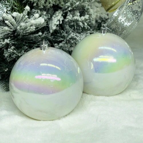Новогодние шары 10 см (набор 2 шт) "Жемчуг", Перламутр