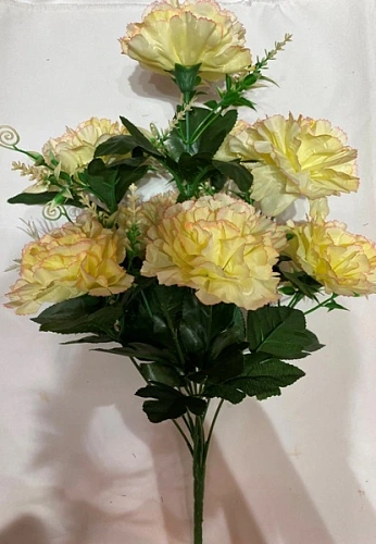 Искусственные цветы "Цветочная мелодия" Гвоздики 50см 10 цветков молочные